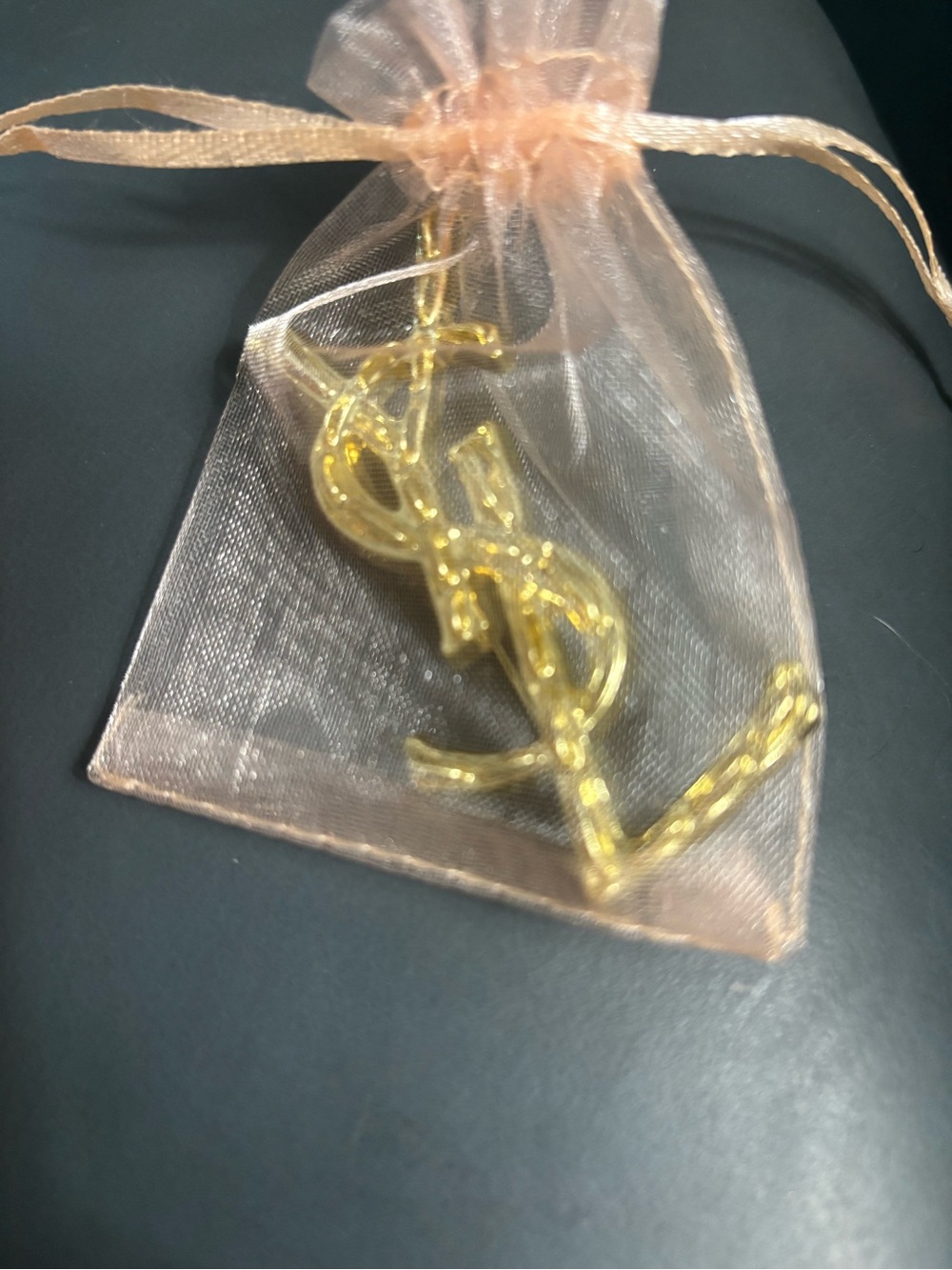 Yves Saint Laurent Gold-Tone Monogram Pin - Picture 3 of 3